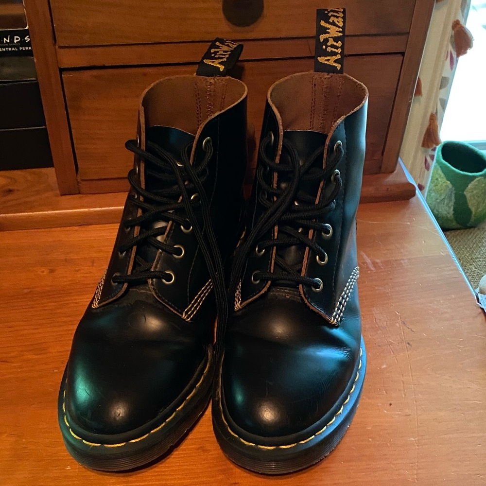 Dr. Martens Boots with Yellow Stitch, size 7 M/ 8 W